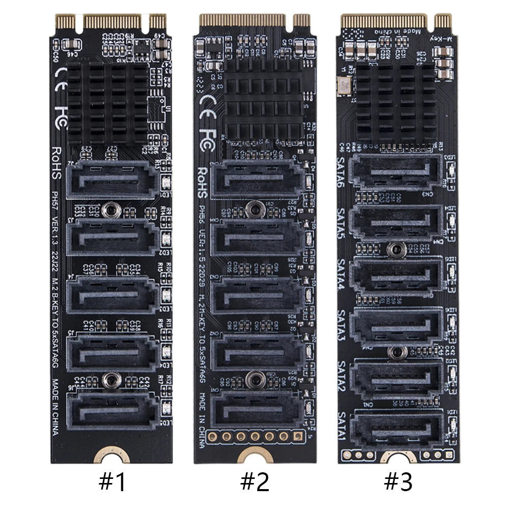 M.2 M-Key to SATA 3.0 Riser Card – 5/6 Port PCIe Adapter PCIe Riser Card Oasis Select