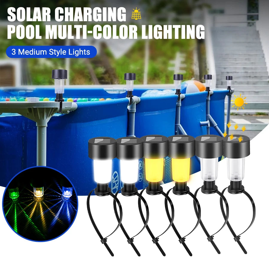 Solar LED Pool Rail Lights | IP44 Waterproof | 1–6 Pcs