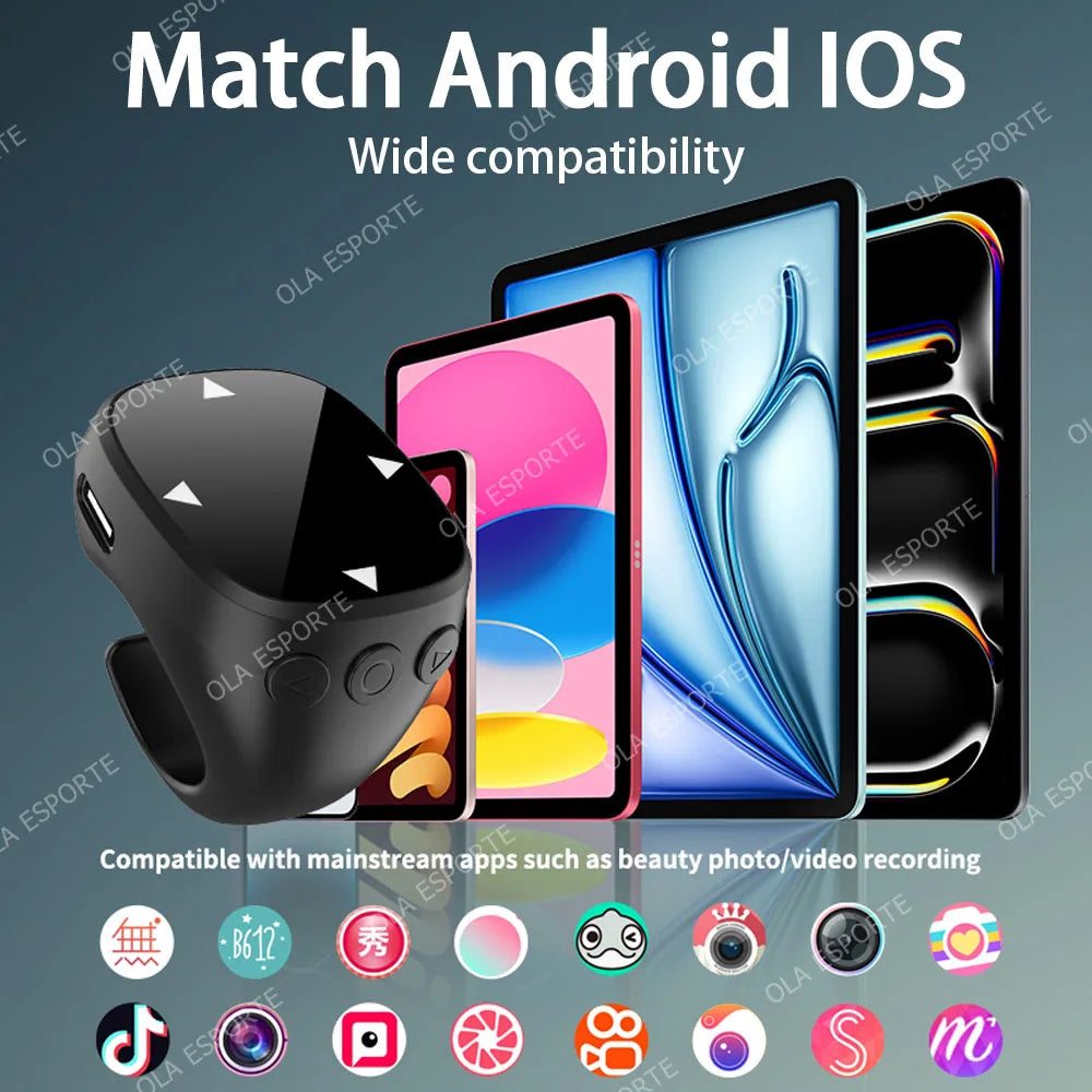 Bluetooth Finger Ring Remote – Page Turner, Selfie & Media