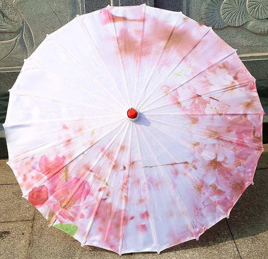 Oil-paper Fringe Rainproof Cloth Umbrella Ancient Props Hanfu Dance Umbrella Performance Classical Decorative Craft Umbrella Oasis Select 2 24K Bamboo