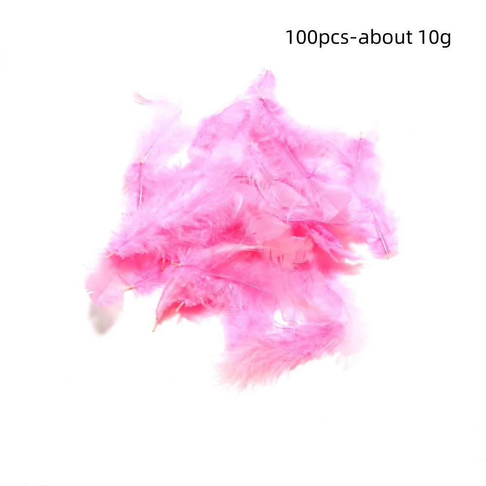 100PCS Small Goose Feathers for DIY Crafts 5-8cm Coloed Swan Plumes Wedding Party Handicraft Accessories Dream Catcher Feathers Oasis Select Pink