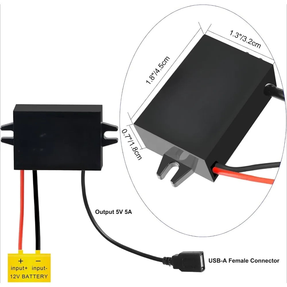 USB Female DC Converter 12V 24V To 5V 5A 25W DC Buck Converter Adapter Buck Module Power Adapter For Solar Panels DIY Phones Oasis Select