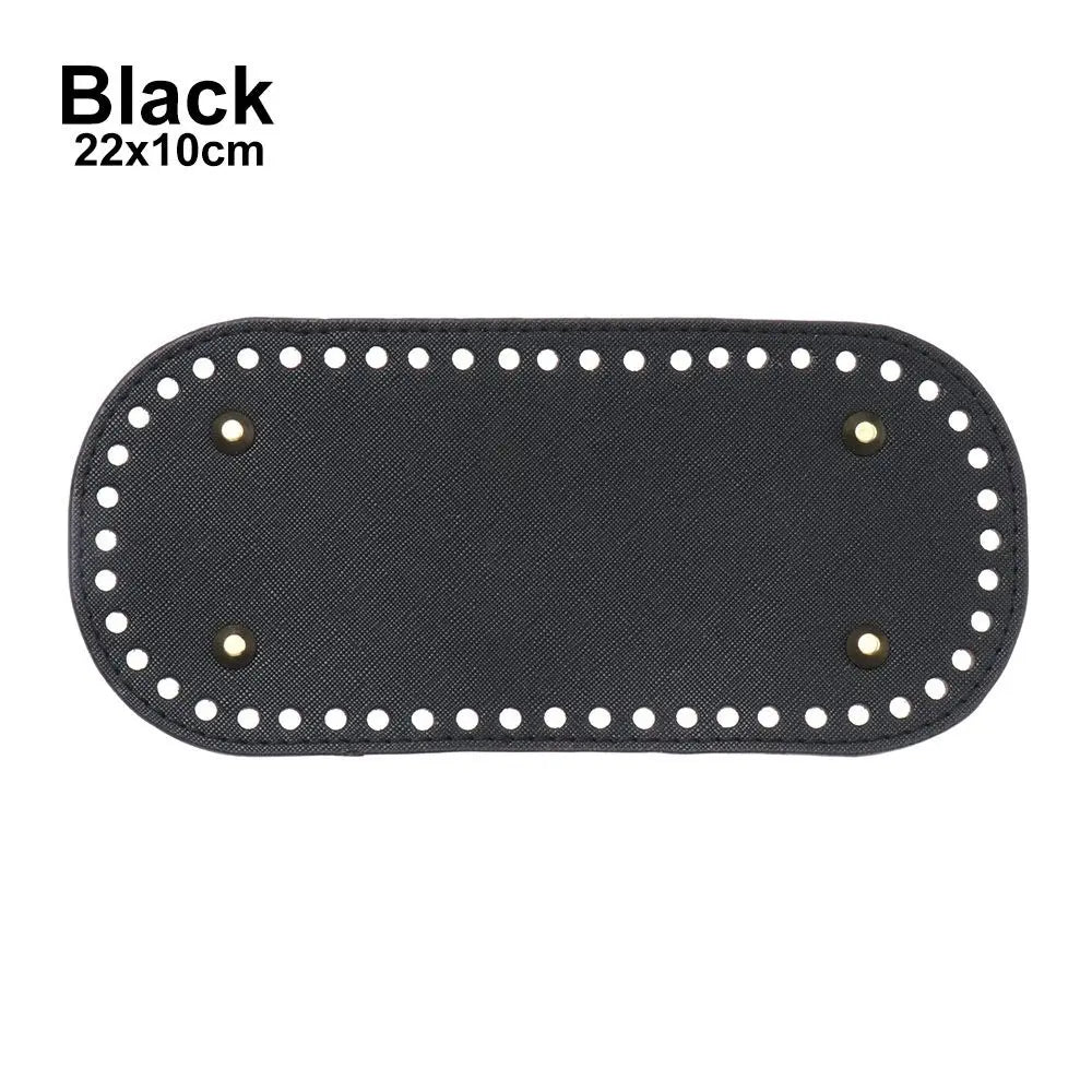 Material Crochet Bag With 52 holes DIY Bag Accessories for Knitted Bag PU leather Long Bag Bottom Oasis Select black-22x10CM