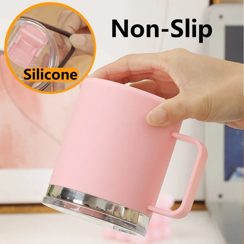 650ML Double-layer Coffee Cup with Lid Insulated Cup Vacuum Stainless Steel Double Layer Large Capacity Portable Traveling Oasis Select