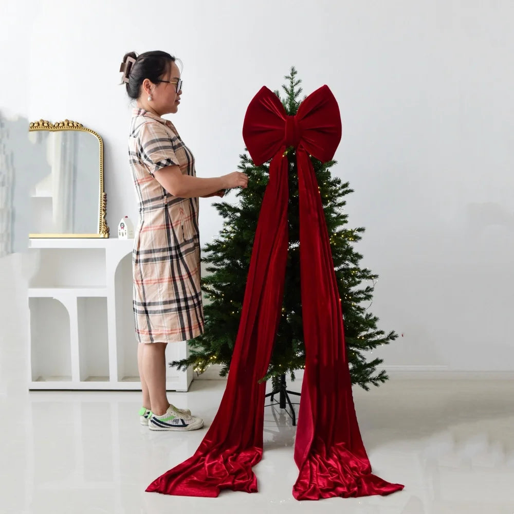 Super Large Christmas Bow Pendant Red Velvet Xmas Tree Bowknot Pendant Ornaments for Home Decor New Year Party Gifts Decoration Oasis Select