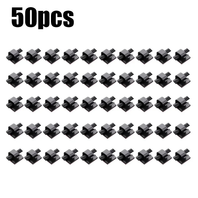 10/20/30/40/50pcs Cable Clips Self-Adhesive Cord Management Wire Holder Organizer Clamp Self-Adhesive Light Clips Car Wire Clip Oasis Select 50pcs Black
