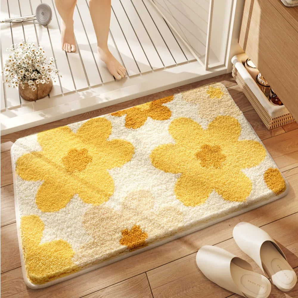 Floral Bathroom Floor Mat – Non-Slip, Soft & Absorbent 30×50cm
