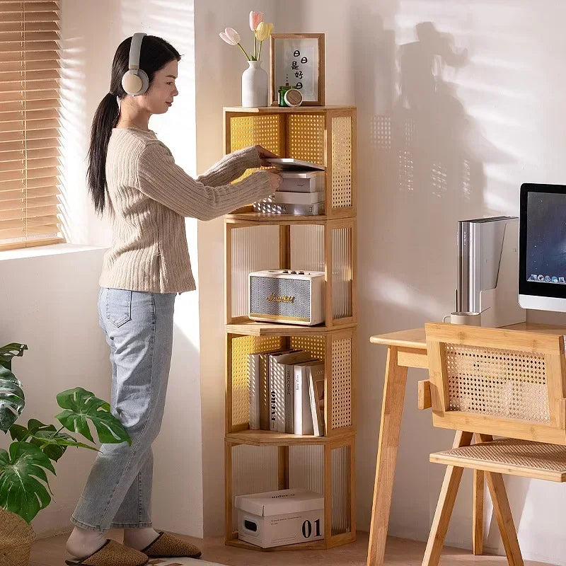 Multi-functional Combinable solid wood bookshelf storage cabinet bookshelf shelf simple locker children's picture book rack Oasis Select