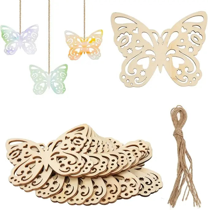 10pc Unfinished Wooden Butterfly Cutouts for DIY Crafts & Decor