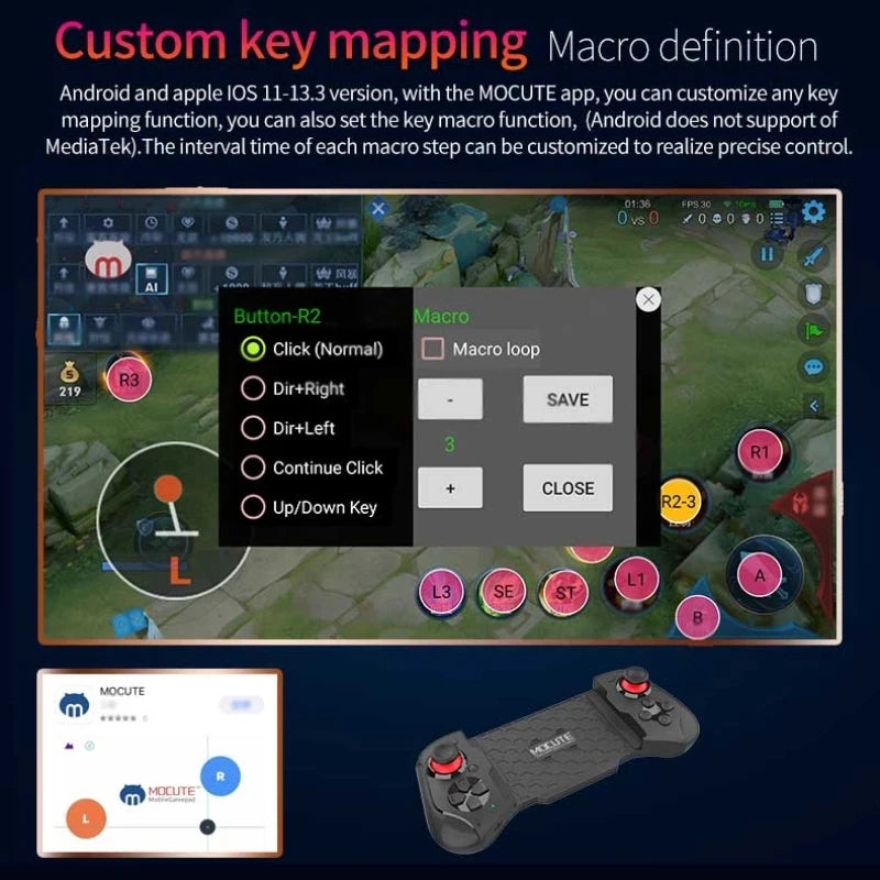 AyeBeau Bluetooth Gamepad Controller for iPhone & Android