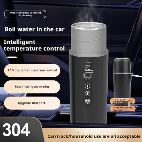 12V/24V Car Electric Kettle 500ml | Thermostatic Travel Mug Car Electric Kettle Oasis Select