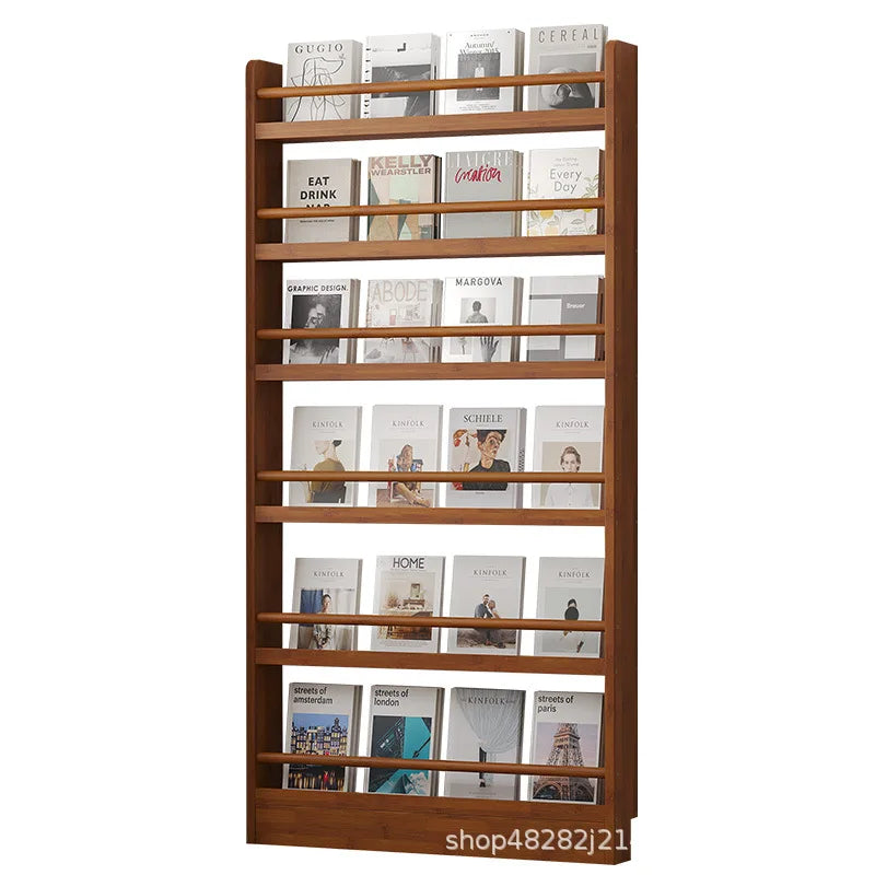 Behind the door, there is a small bookshelf, a multi-layer solid wood ultra-thin bookcase, a newspaper rack, a narrow slit child Oasis Select