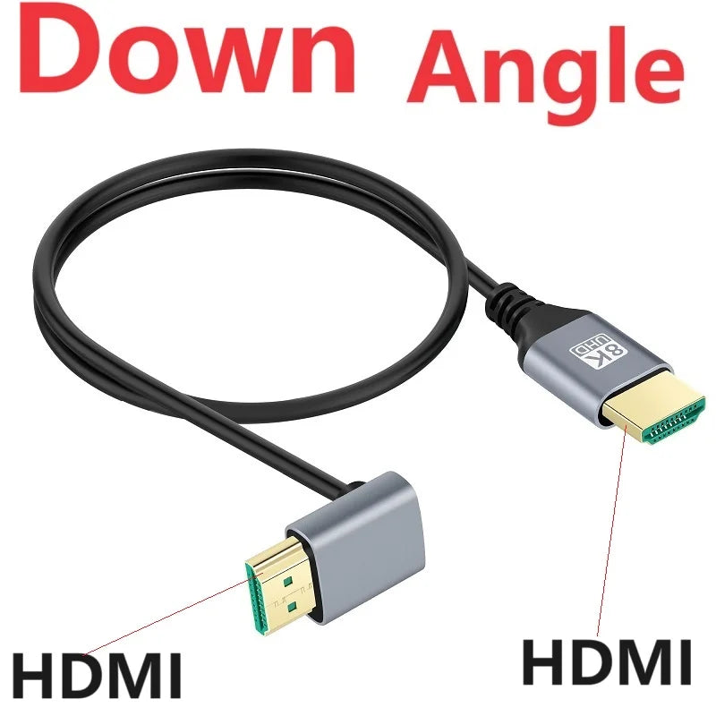 0.5m 1m 8K HDMI 2.1V Male to Male Cable Cord Left Right UP Down Angle 8K HDMI cable for HD TV Laptop Projector PS4 PS5 Cable Oasis Select 8K HDMI Down 0.5m