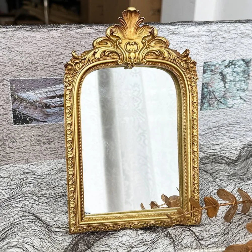 Retro Resin Photo Frame Makeup Mirror Bedroom Desktop Makeup Mirror French Photo Frame Desktop Vanity Mirror Room Decoration Oasis Select