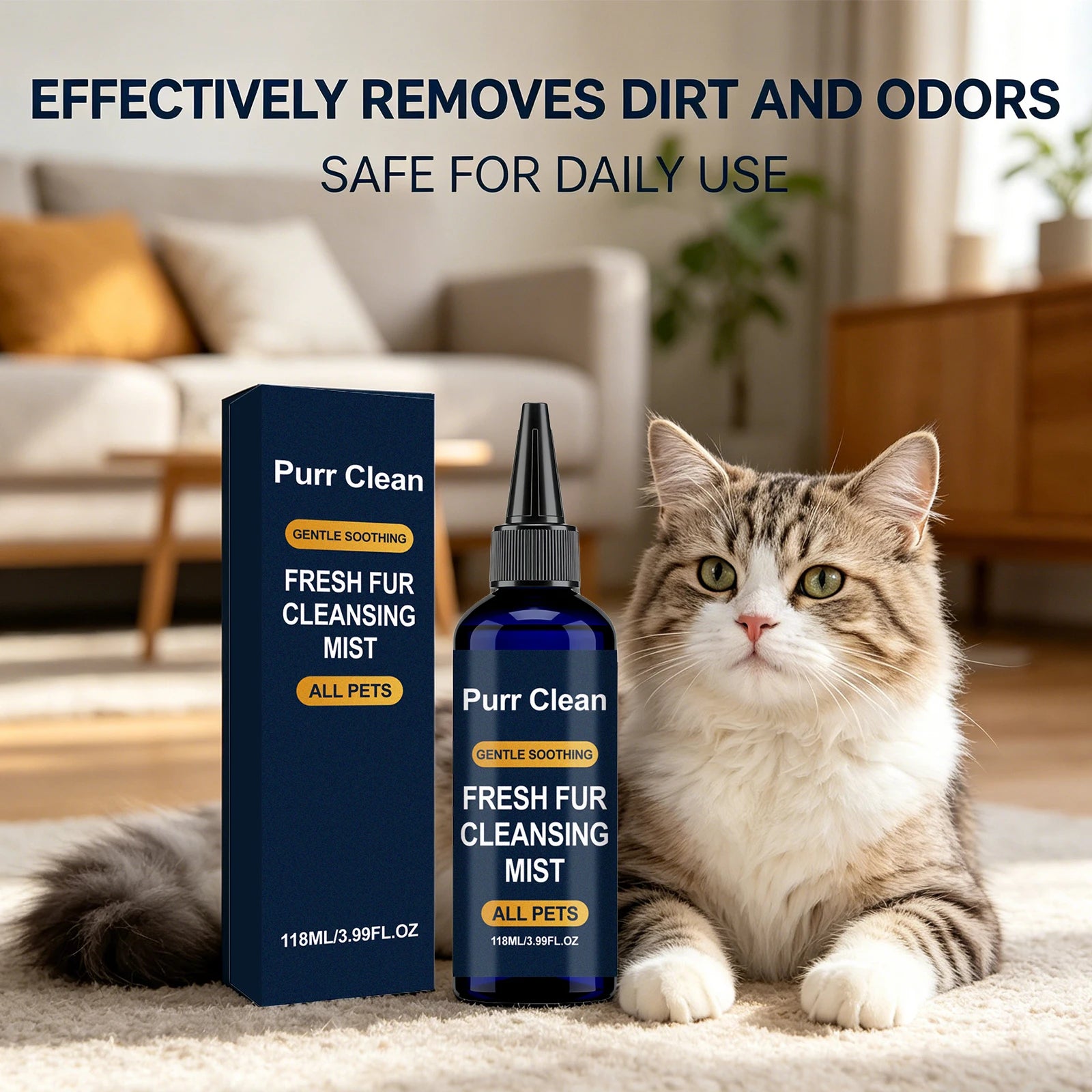 Pet Hair Cleaning Spray for Dogs Cats Comforting Soothing Hair Conditioner Improve Frizz Purr Clean Fresh Fur Cleansing Mist Oasis Select