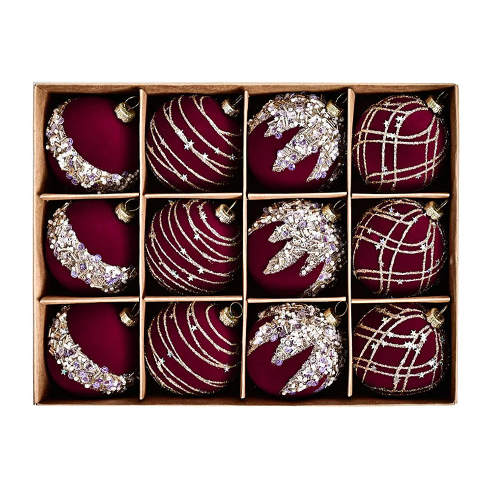 Ornaments For Christmas Christmas Party Decor Set Of Christmas Balls Set Of 12 Christmas Balls Wreath Making Supplies Oasis Select Wine Red China Mainland