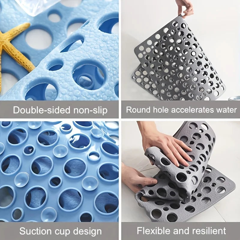 Non Slip Bath Mat & Shower Mat with Suction Cups & Drain Holes Soft Machine Washable Non Slip Bathtub mat Shower Mats for Inside Oasis Select