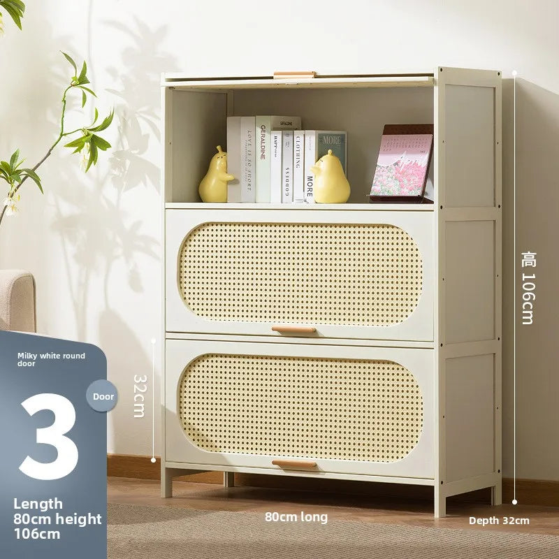 Cream wind all solid wood bookcase simple children's locker open storage cabinet living room study combination locker Oasis Select 80 long three doors