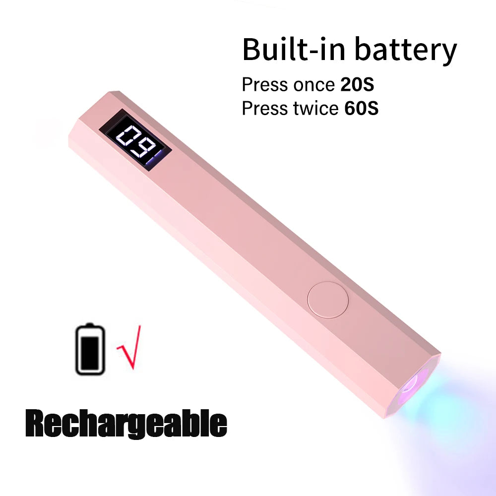 Handheld UV Light for Gel Nails Portable UV Nail Lamp Rechargeable LED Nail Lamp for Nails Art Desk Stand Oasis Select Pink