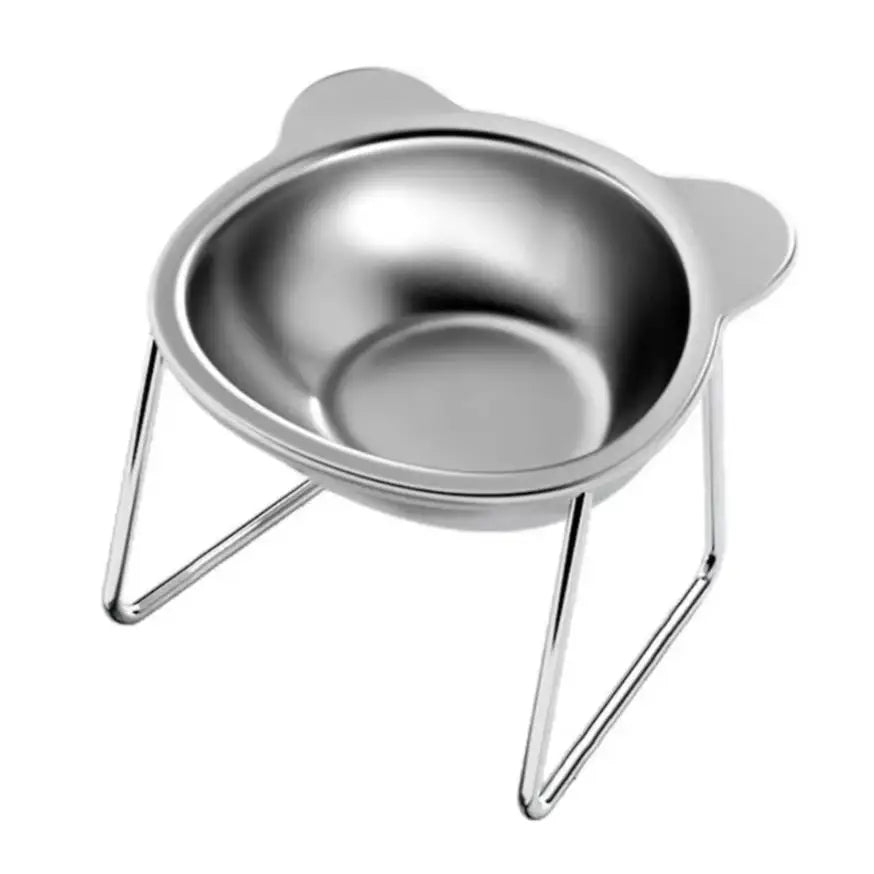 304 Stainless Steel Raised Cat Bowl | 15° Tilted Elevated Design