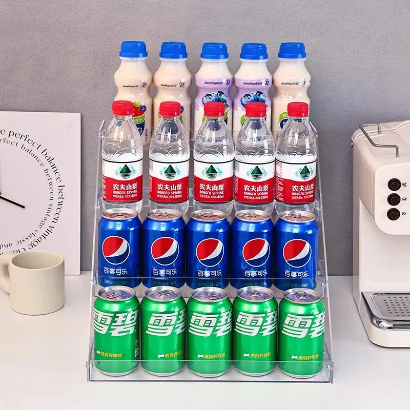 1pc multi-layer acrylic transparent desktop beverage display organizer, multifunctional beer, cola, canned soda, storage shelf Oasis Select