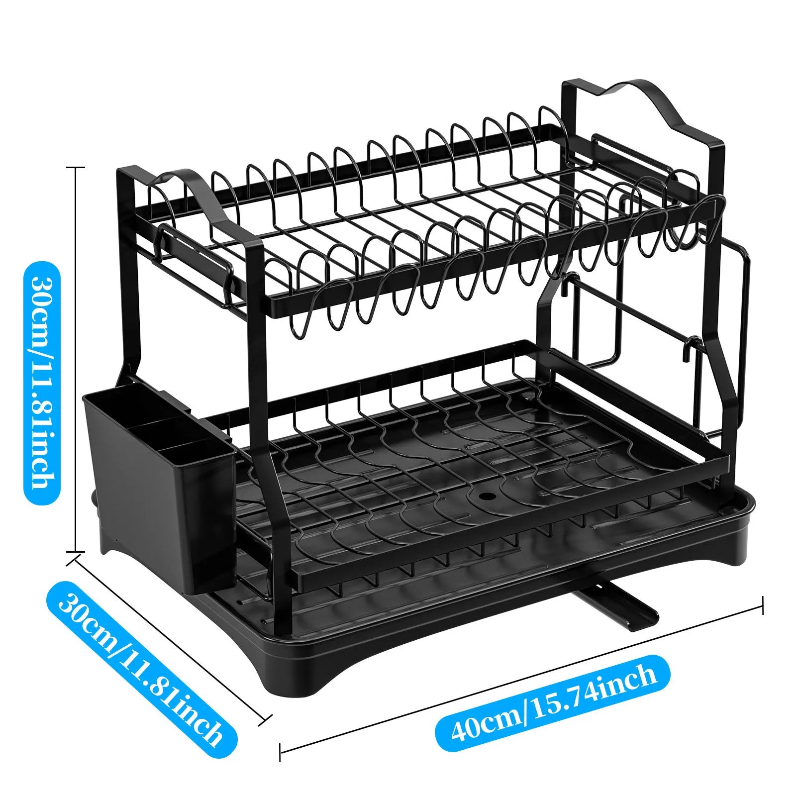 Kitchen Dish Rack Drain Rack Countertop Cupboard Shelf Removable Tableware Storage Rack Oasis Select black