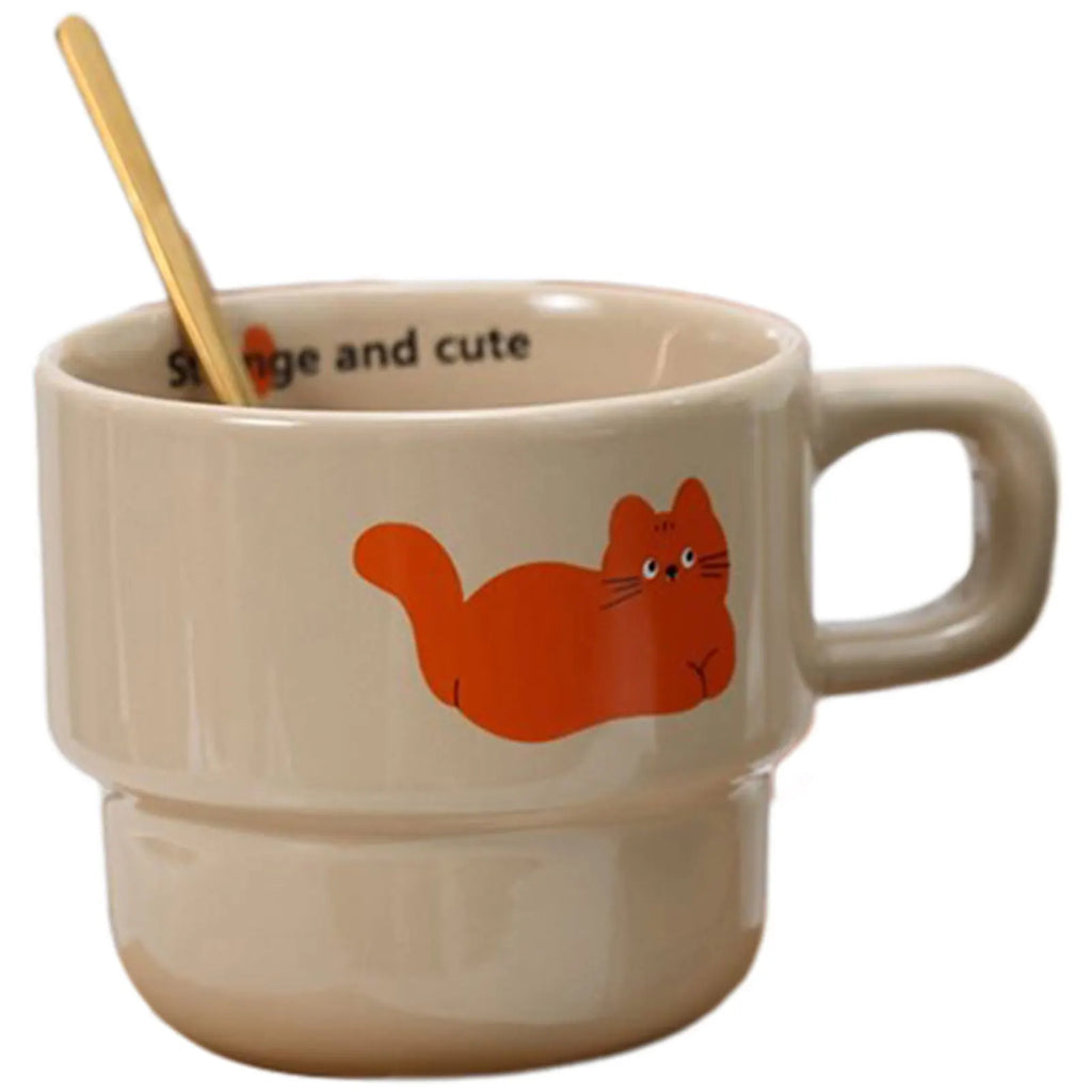 Japanese Stackable Cute Cat Ceramic Coffee Mug | Cartoon Cup