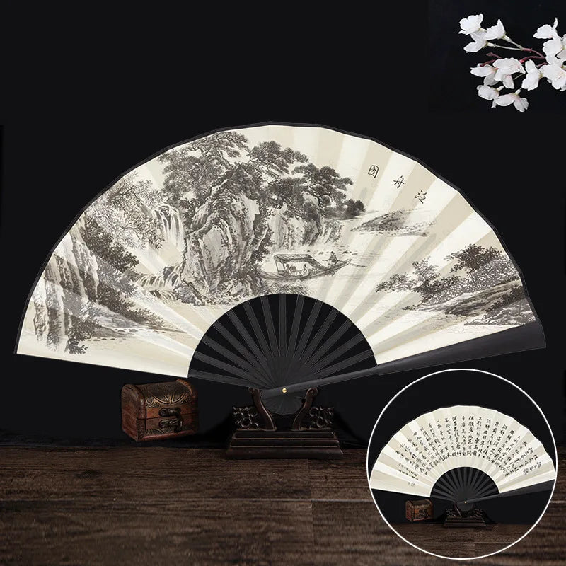 Ancient Folding Fan Chinese Scenic Spots Retro Classic Blank Craft