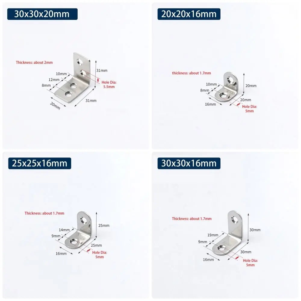 1Pcs Cabinet Screens Wall Angle Bracket Furniture Fastener SUS304 Stainless Steel Corner Brace Joint L Shape Oasis Select