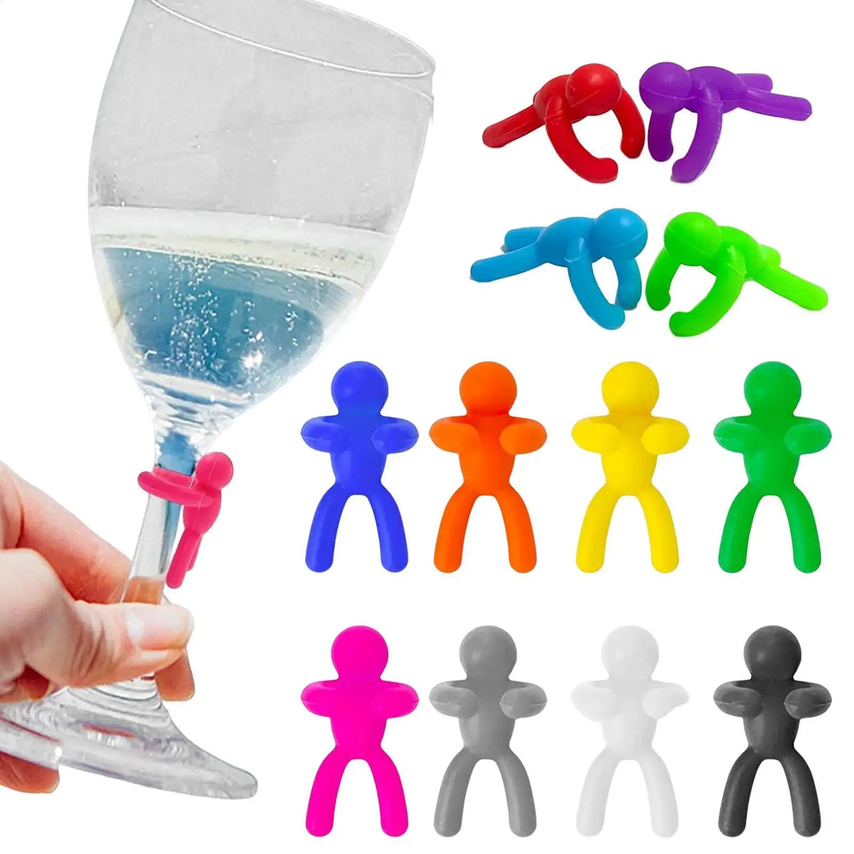 12Pcs Silicone Label Wine Glass Recognizer Drinking Glass Identification Labels Tag Signs for Party Barware Label Accessories Oasis Select