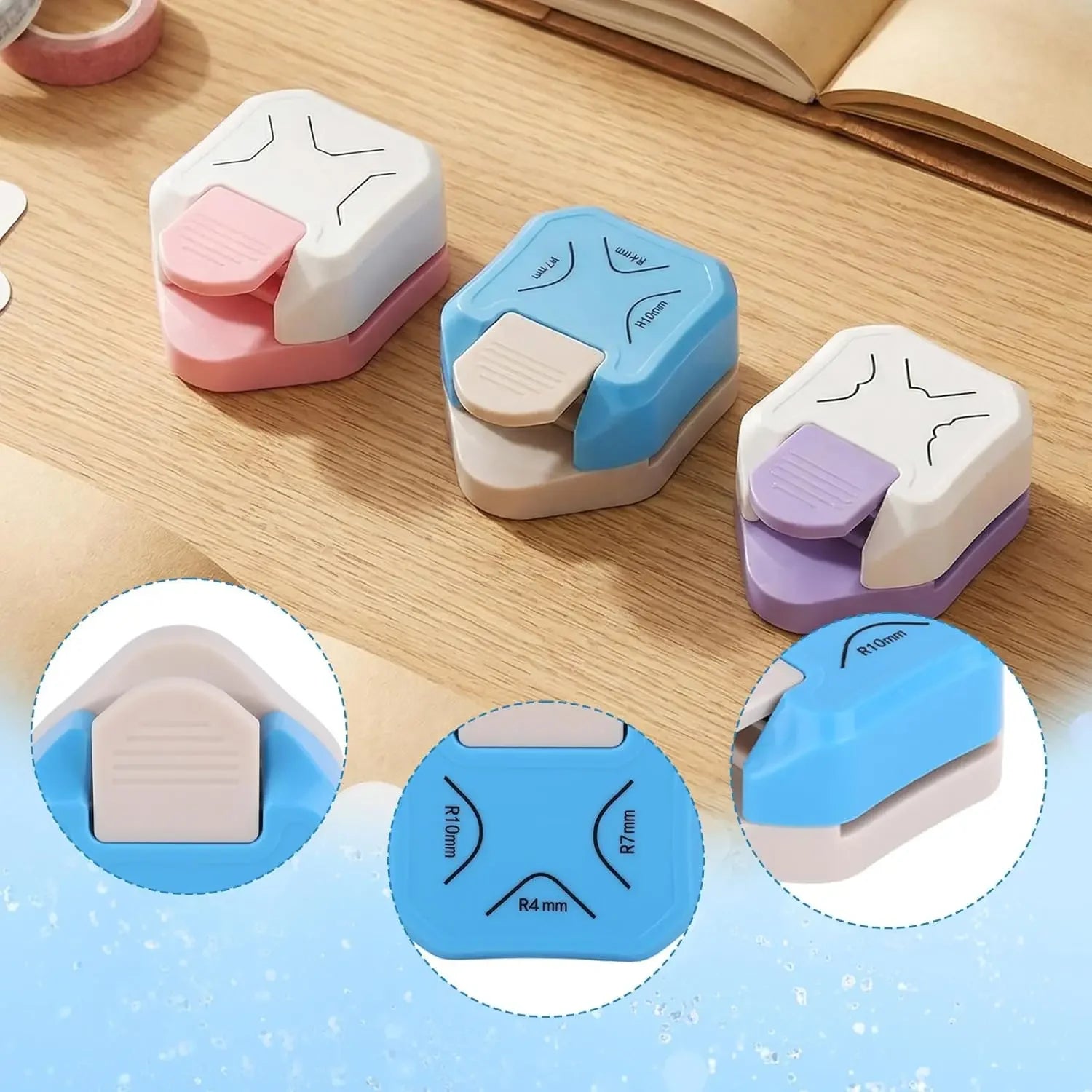 3 Way Corner Rounder Punch, 4mm, 7mm, 10mm 3 in 1 Corner Cutter for Card Making, Laminate, Cardstock, Scrapbooking Oasis Select