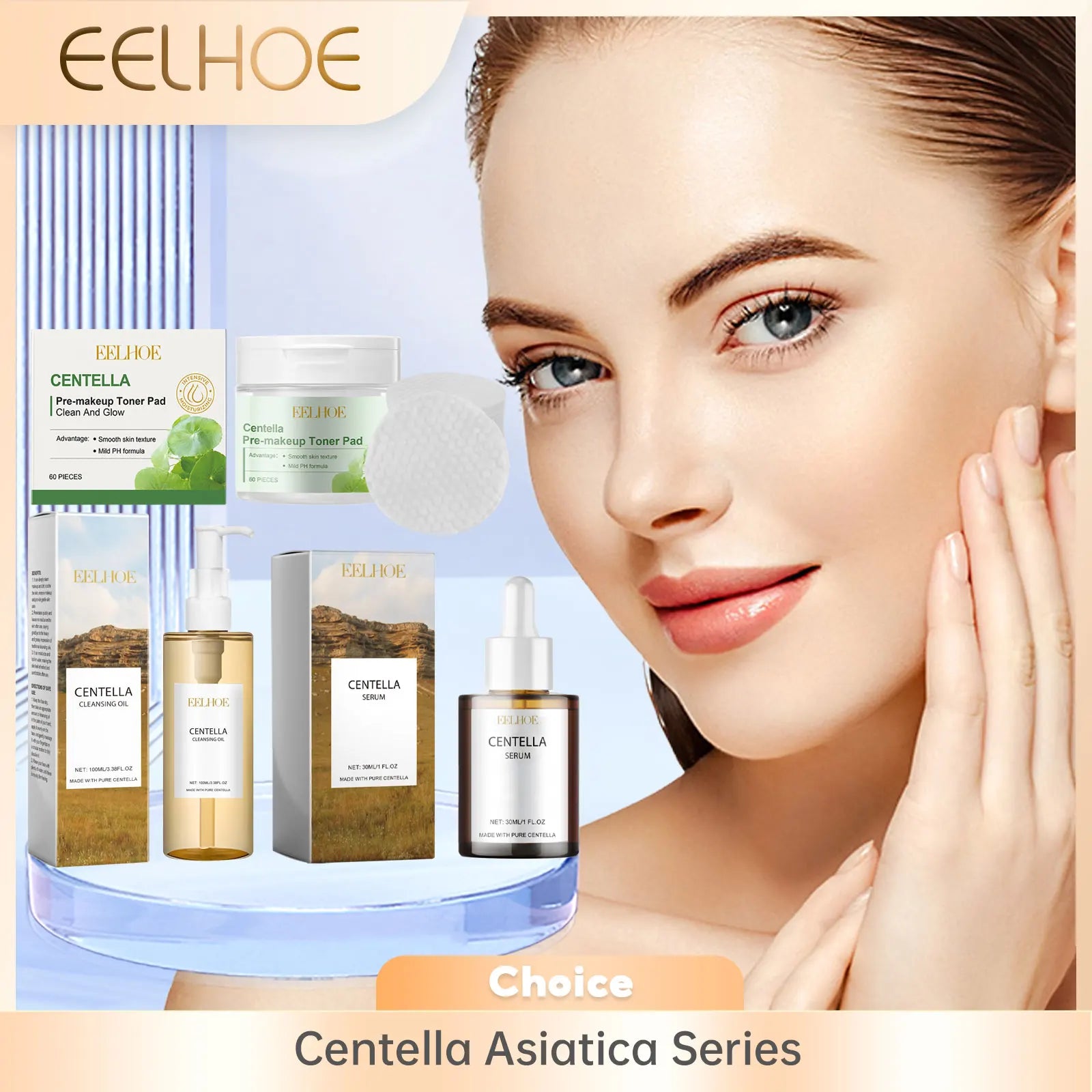 Eelhoe Centella Skincare Set – Toner Pads, Cleansing Oil & Serum Skincare Set Oasis Select