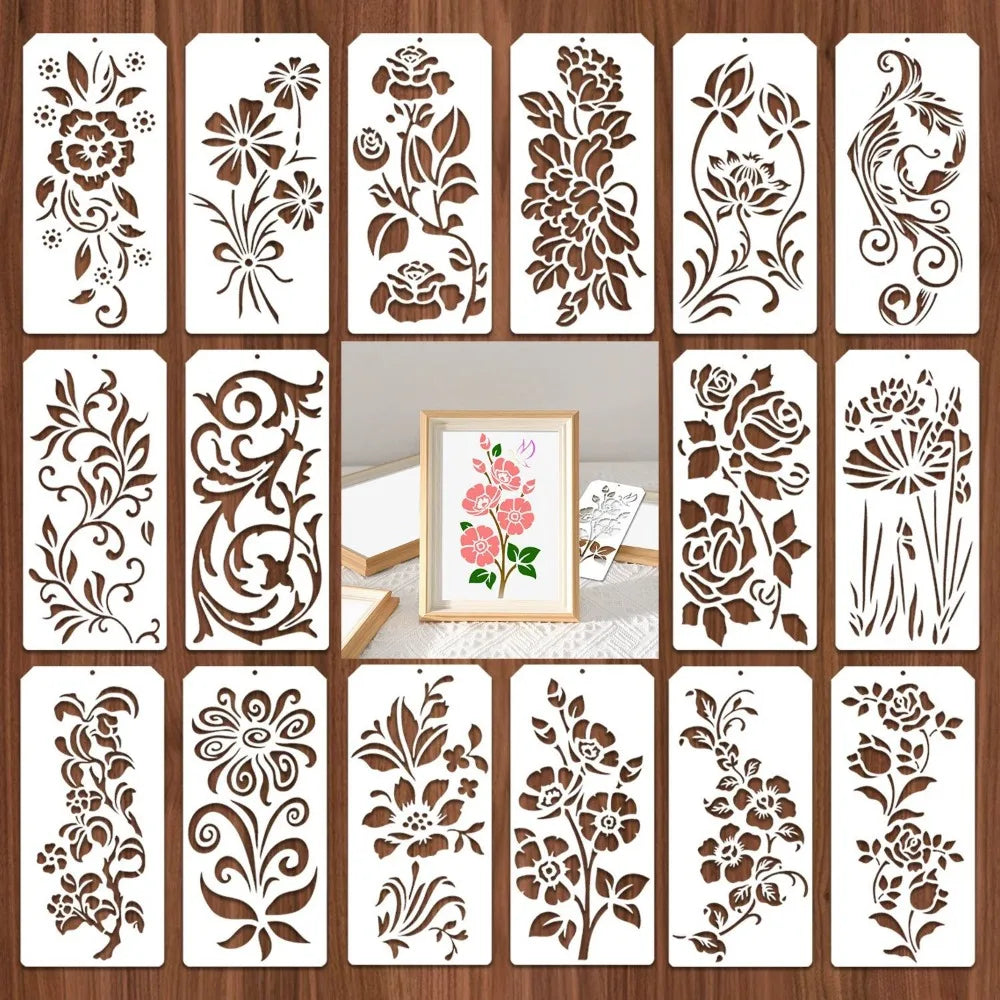 Reusable Plastic Stencils Set Butterfly Design Flower Leaf Pattern Flower Stencils Large Size Spray Painting Painting Templates Oasis Select