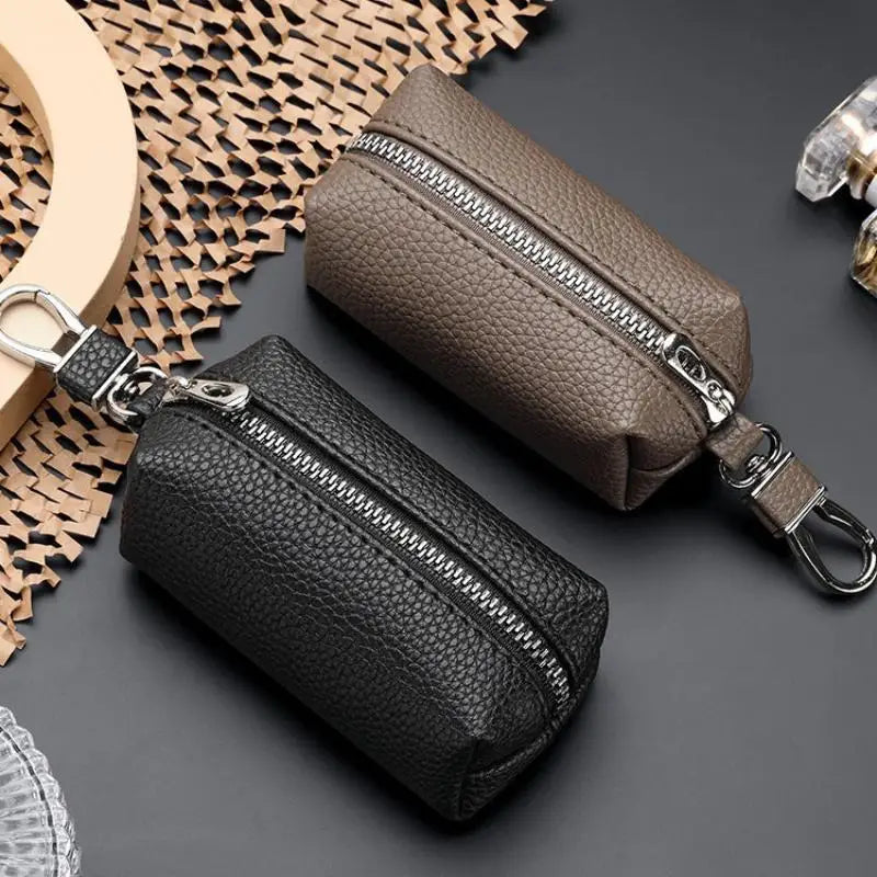 Double Zipper PU Leather Key & Coin Pouch with Metal Clip Key & Coin Pouch Oasis Select