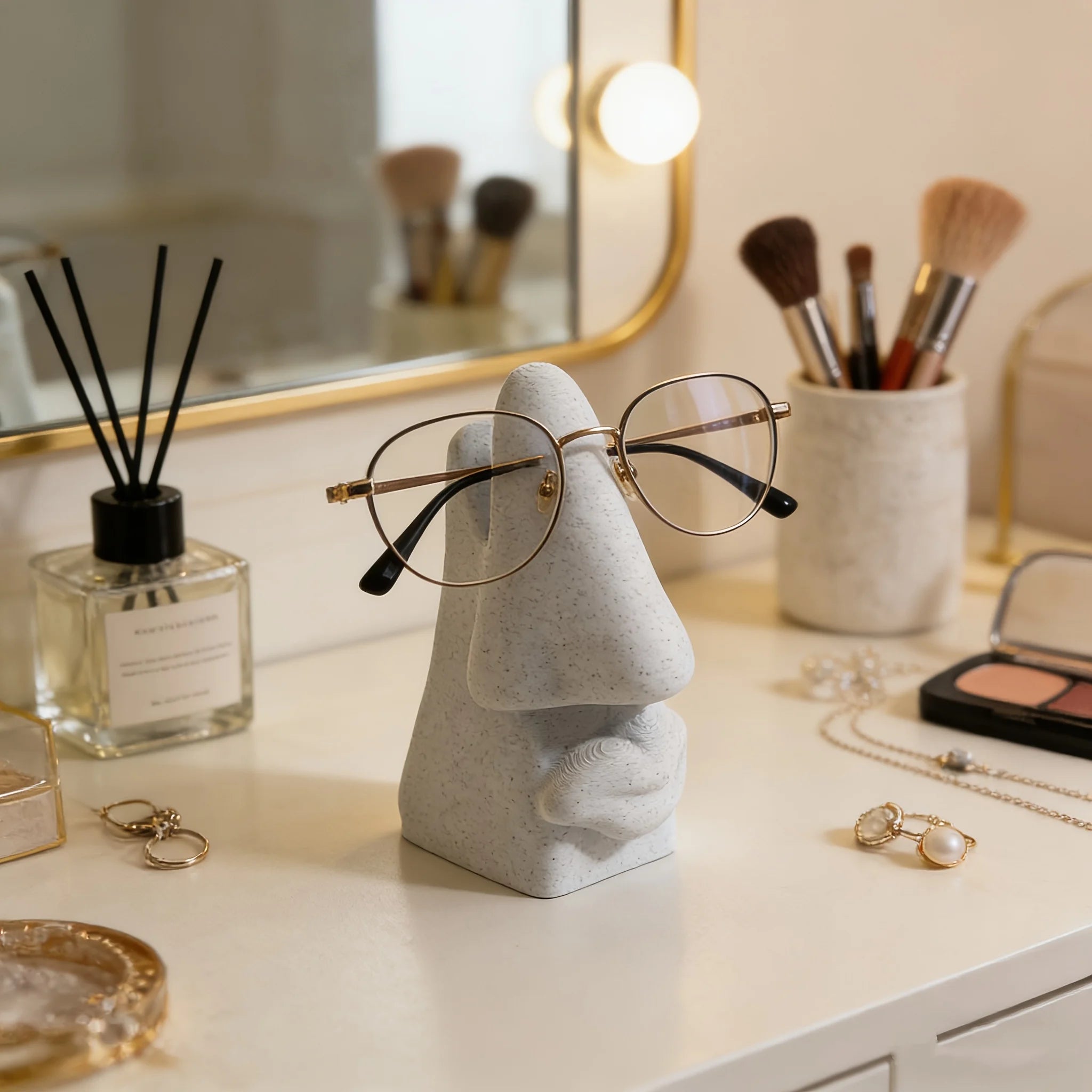 3D Printed Marble Texture Glasses Stand Creative Eyeglass Holder Elegant Plastic Glasses Stand Office Home Decor Lovely Gift Oasis Select