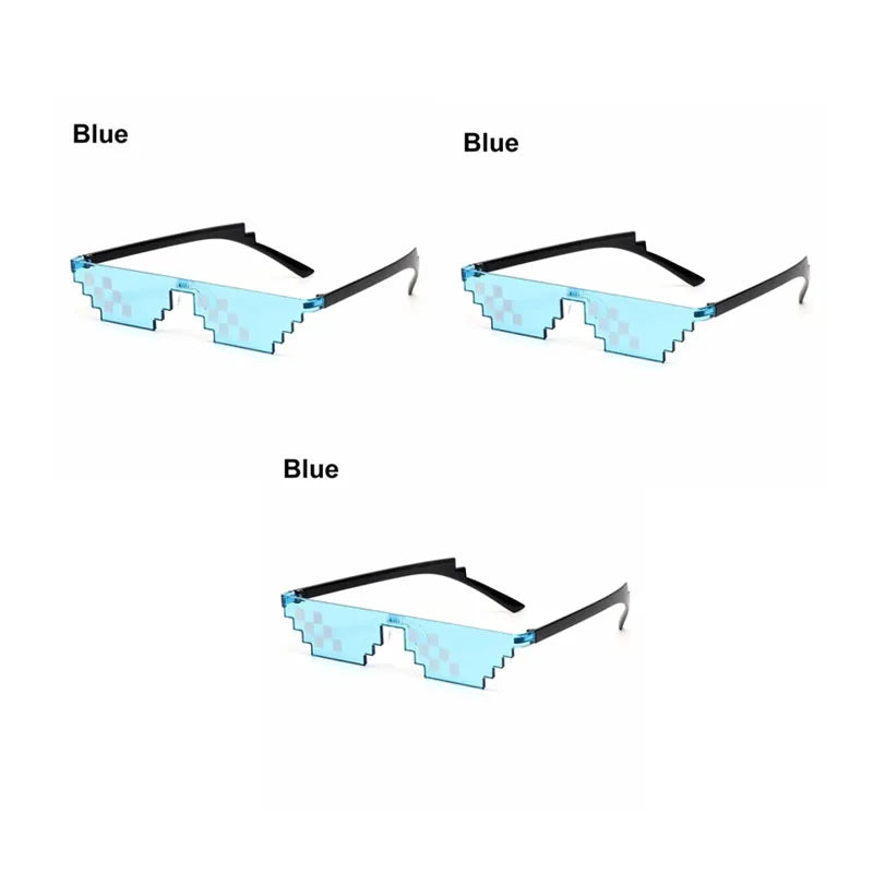 1/2/3pcs Mosaic Funny Party Glasses Festival Party Photo Props Anime Pixel Glasses Pixelated-Meme Decor Favor Funny Creative Oasis Select 3pcs Blue