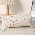 Sweet Cute Bow Floral Cherry Pencil Case Portable Large Capacity Student Stationery Storage Bag Pen Bag Girly Cosmetic Bag Gifts Oasis Select A5