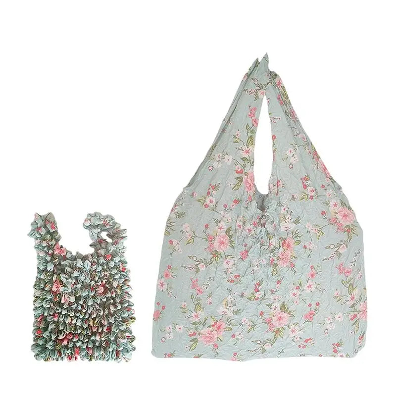 Flower Expansion Fold Pleated Flexible Stretch Mini Shopping Bag Large Capacity Bubble Elastic Portable Handbag Storage Bag Oasis Select A7
