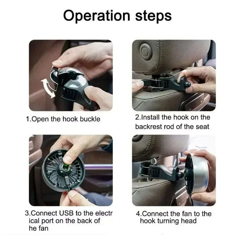 3 Speeds USB Car Fan Dual Head RGB Lighting Seat Back Cooler Rear Auto Air Fan Vehicle Cooling Accessories Top Rated Oasis Select