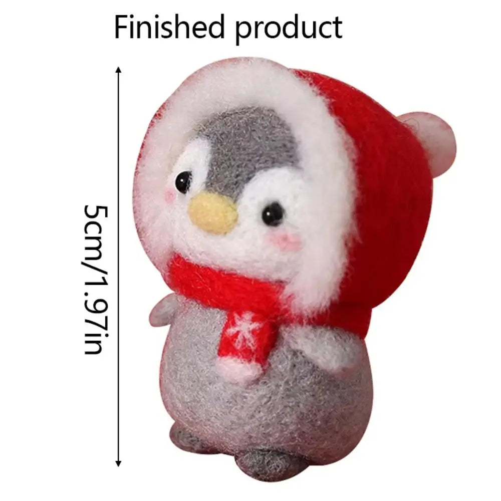 Cute Not Finished Wool Felting Kit Cartoon Cute Penguin Needle Felting Kit Handmade DIY Felting Starter Kit Oasis Select
