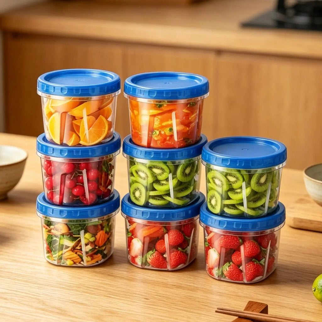 6Pcs Round Food Fresh Keeping Box Kitchen Refrigerator Storage Container Fruits Snacks Sealed Jar Food Storage Box with Lids Oasis Select