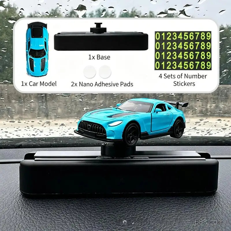 Car Dashboard Decorations With Temporary Parking Number Plate Drift & Turn Mini Car Model Ornament Dynamic Interactive Oasis Select F