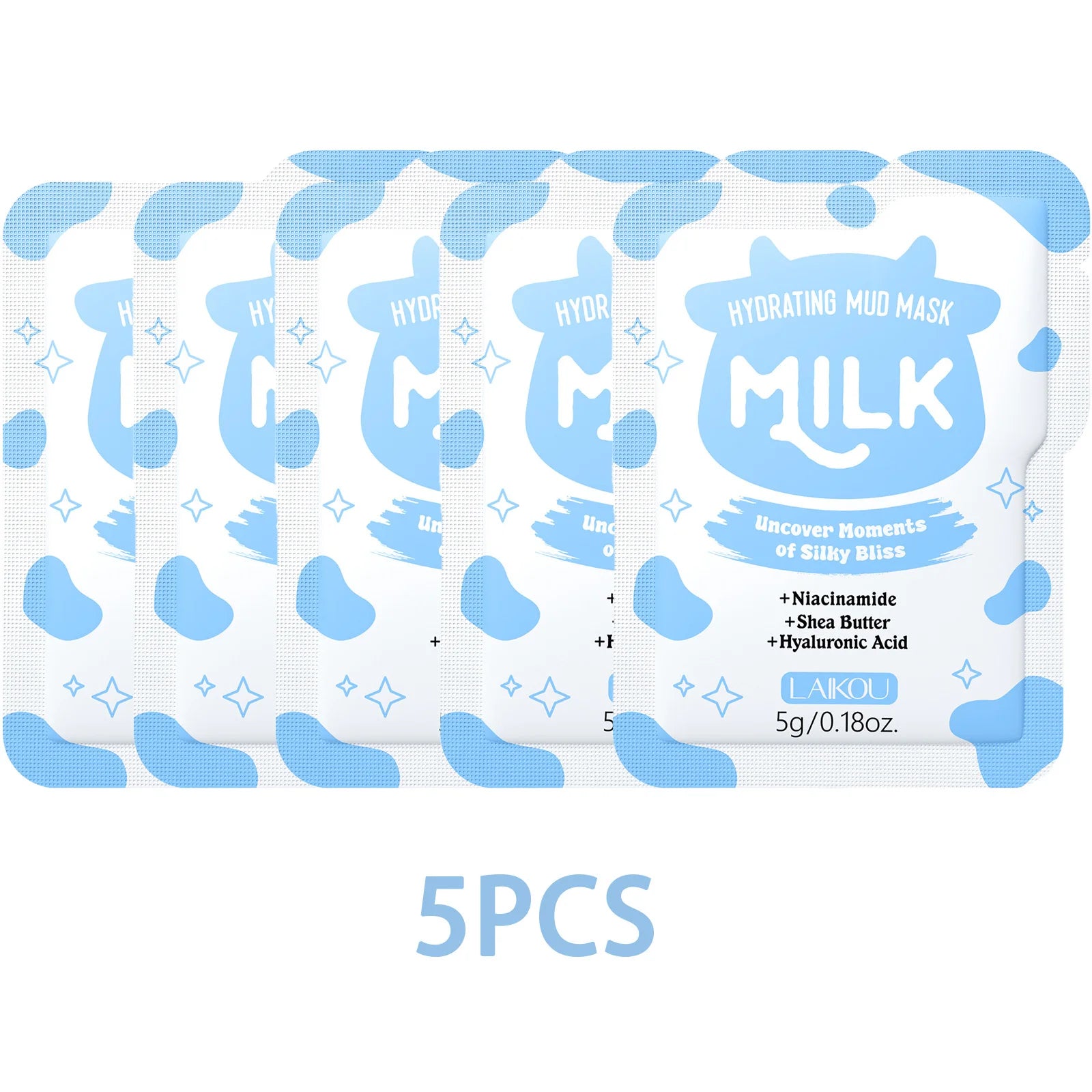 Laikou Milk Mud Mask Deep Cleansing Moisturizing Oil Control Blackhead Removal Clay Mask Hydration Brightening Anti-aging Mask Oasis Select 5 PCS