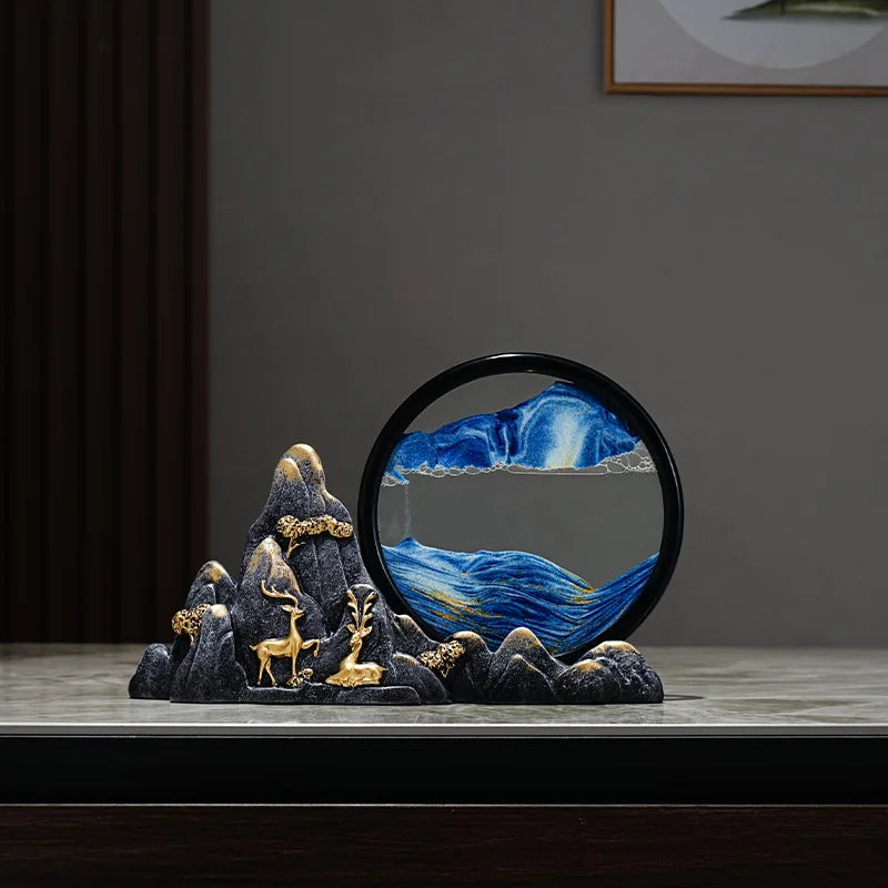 Quicksand Painting Creative Hourglass New Chinese Light Luxury Decoration TV Cabinet Living Room Wine Cabinet Decoration Oasis Select