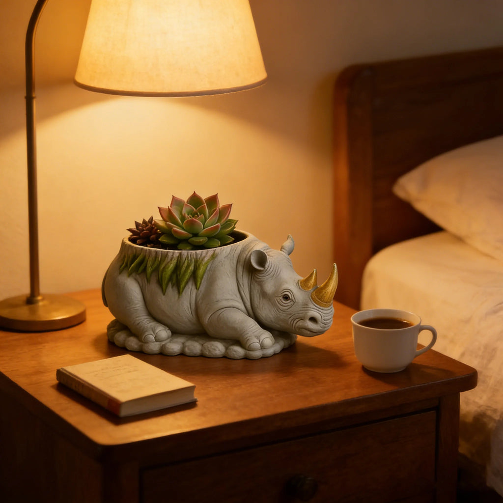 Cute Rhino Succulent Planter Pot Silicone Mold DIY Concrete Resin Animal Flower Pot Desktop Decor Mini Plant Container Oasis Select