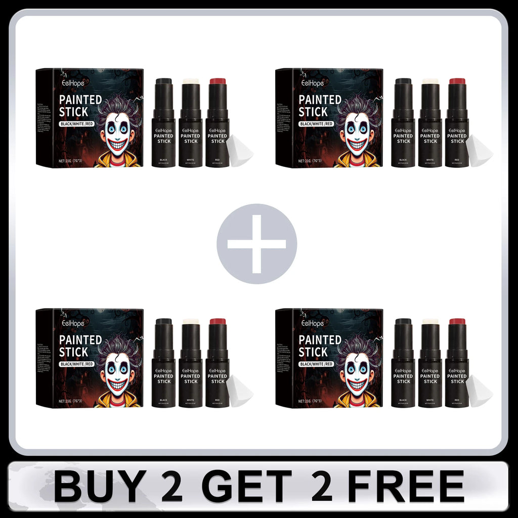 Eelhope Halloween Body Paint Stick Set – Black White Red, 21g