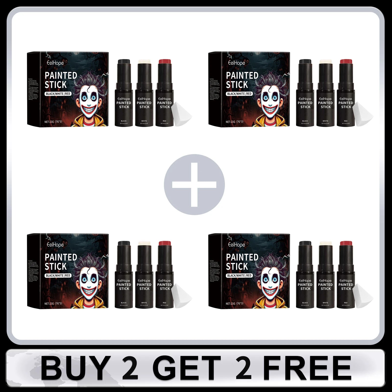 Eelhope Halloween Body Paint Stick Set – Black White Red, 21g
