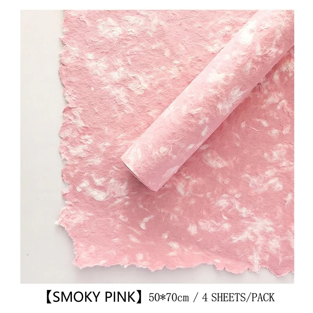 4 Pieces 50 X 70cm Mother's Day Petals Dongba Paper Handmade Retro Texture Packaging Papers Flower Bouquet DIY Packaging Oasis Select Soft Pink