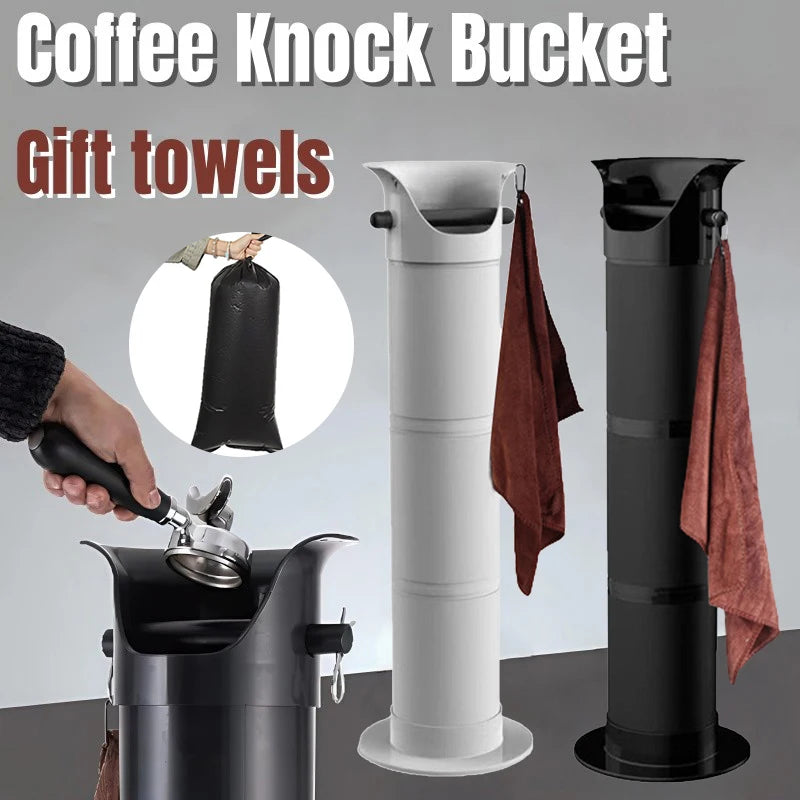 Large Capacity Coffee Knock Bucket with Towels Standing Tall Espresso Coffee Grounds Container Floor Collector Trash Can Oasis Select