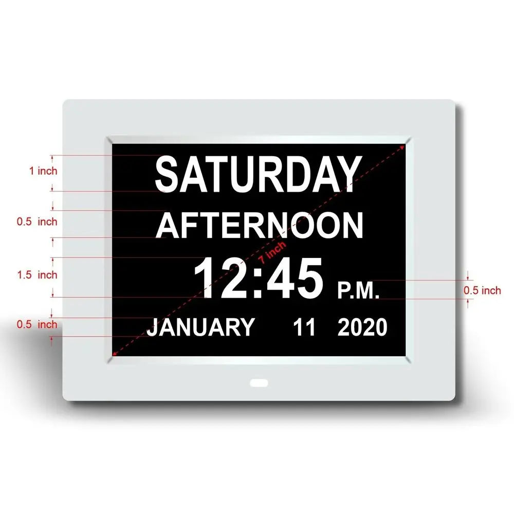 Day Month Year Date Time LCD Screen Dementia Table Home Decor Digital Clock Calendar Alarm Clock Oasis Select